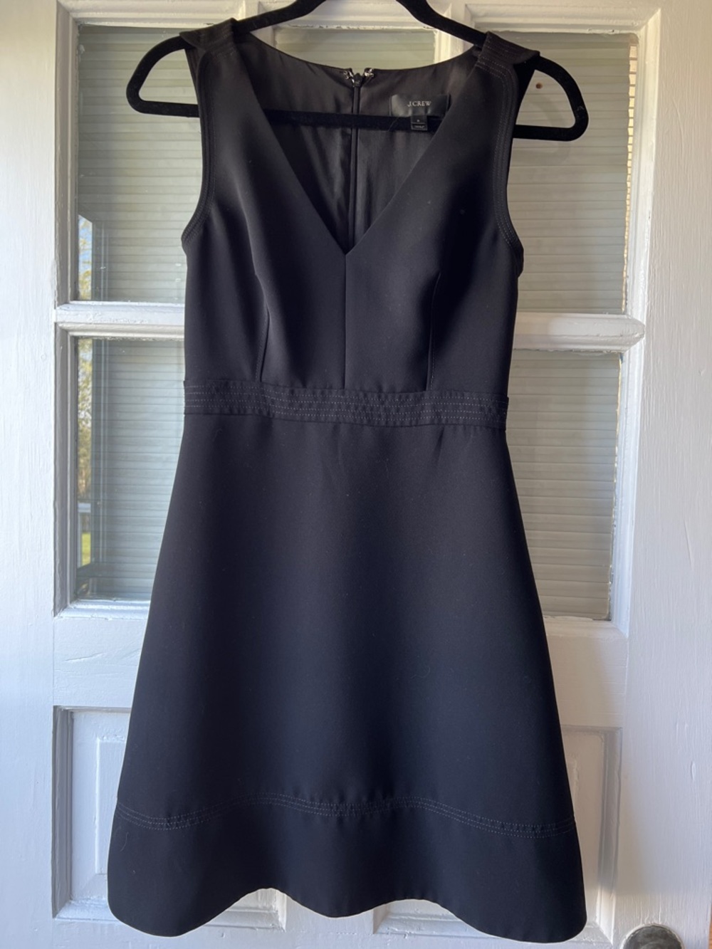 J. Crew Black Sleeveless V-Neck Fit-and-Flare Mini Dress